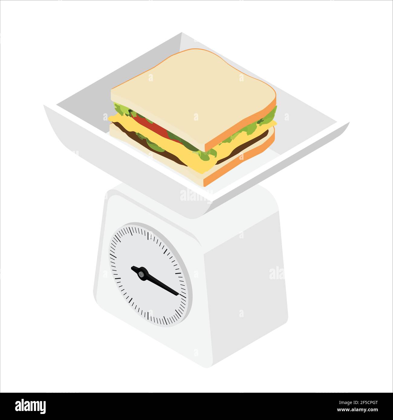 Domestic weigh scales and sandwich. Domestic weigh scales isometric view Stock Vector Image