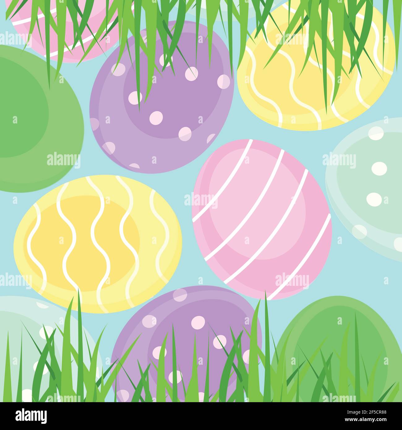 Colorful Easter eggs and green grass background Stock Vector Image ...