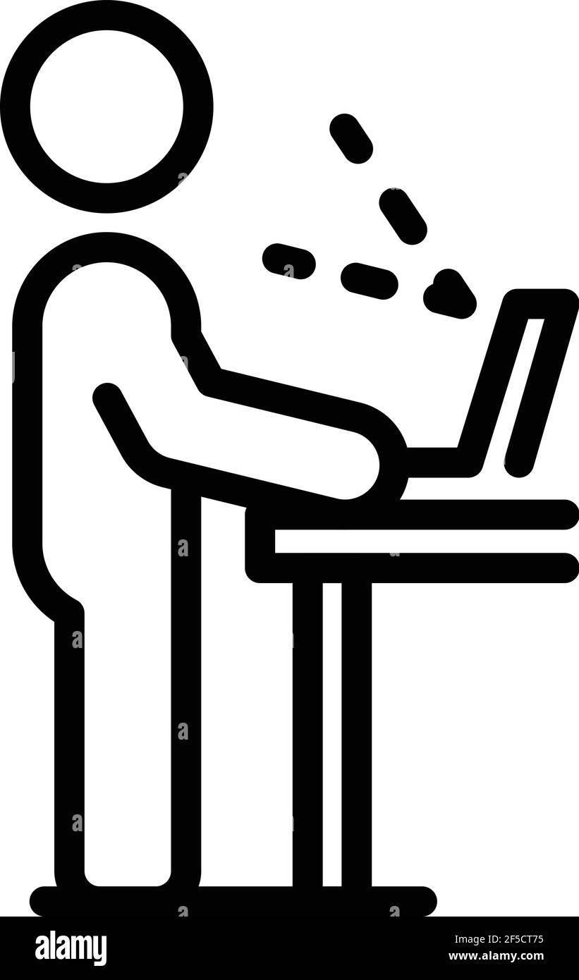 Standing ergonomic position icon. Outline standing ergonomic position ...