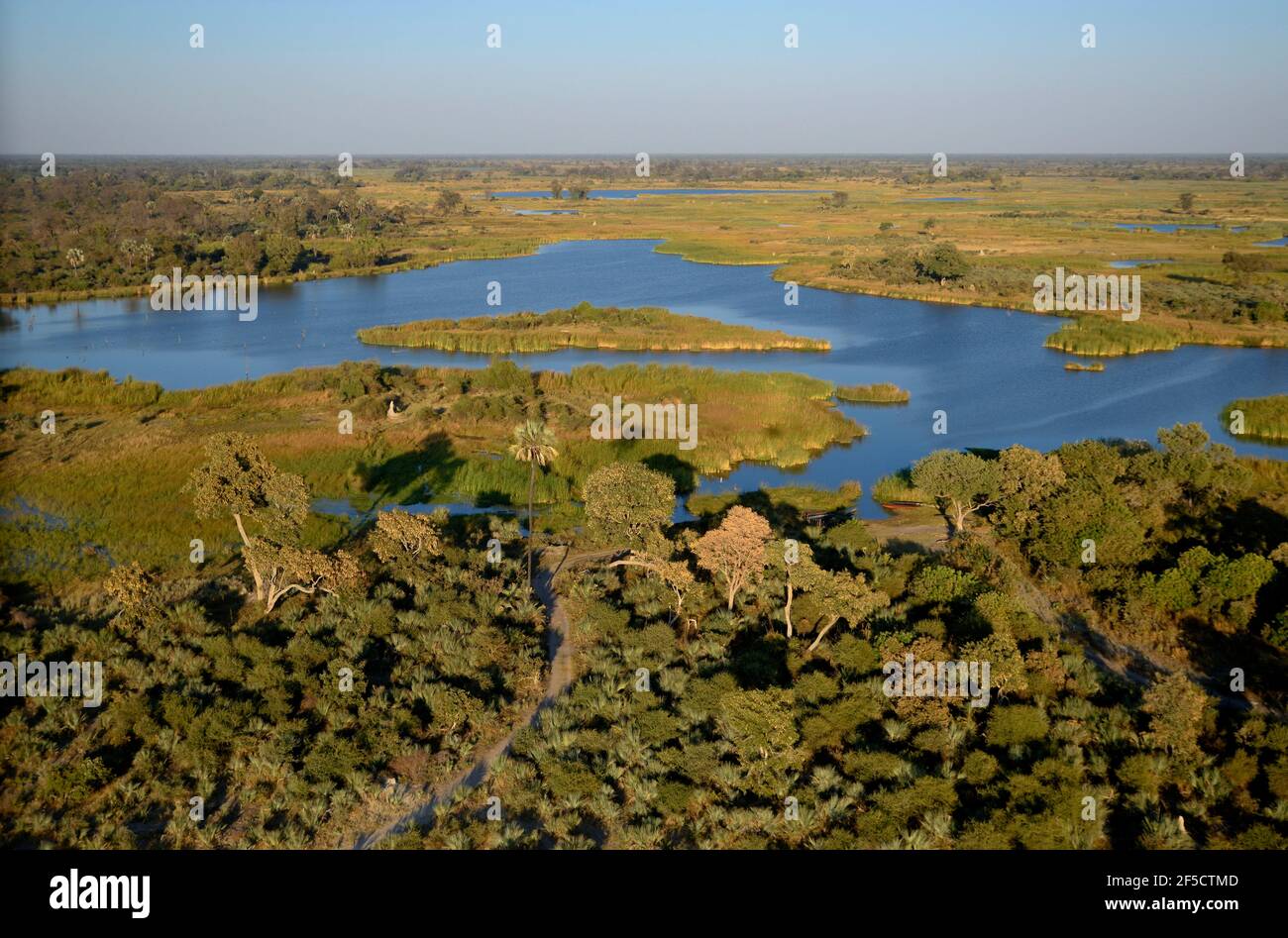 geography / travel, Botswana, landscape, Gomoti Plains, Okavango Delta, aerial vie, Additional-Rights-Clearance-Info-Not-Available Stock Photo