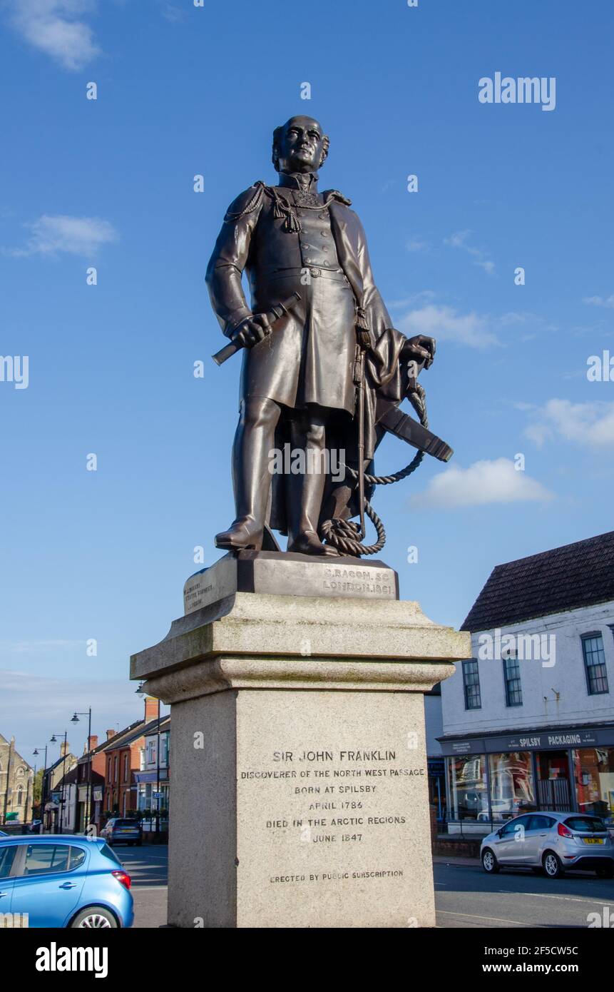 Statue of Sir John Franklin, Spilsby, Lincolnshire, England, UK Stock Photo