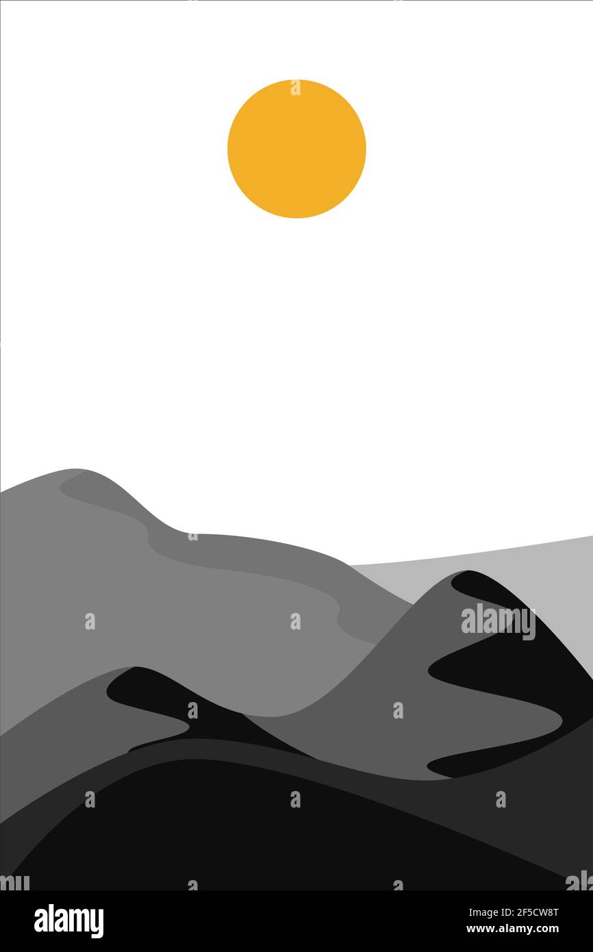 Desert Abstract Boho Landscape With Sun In Black Color Abstract Vector Contemporary Aesthetic Background In Earth Tones Stock Vector Image Art Alamy