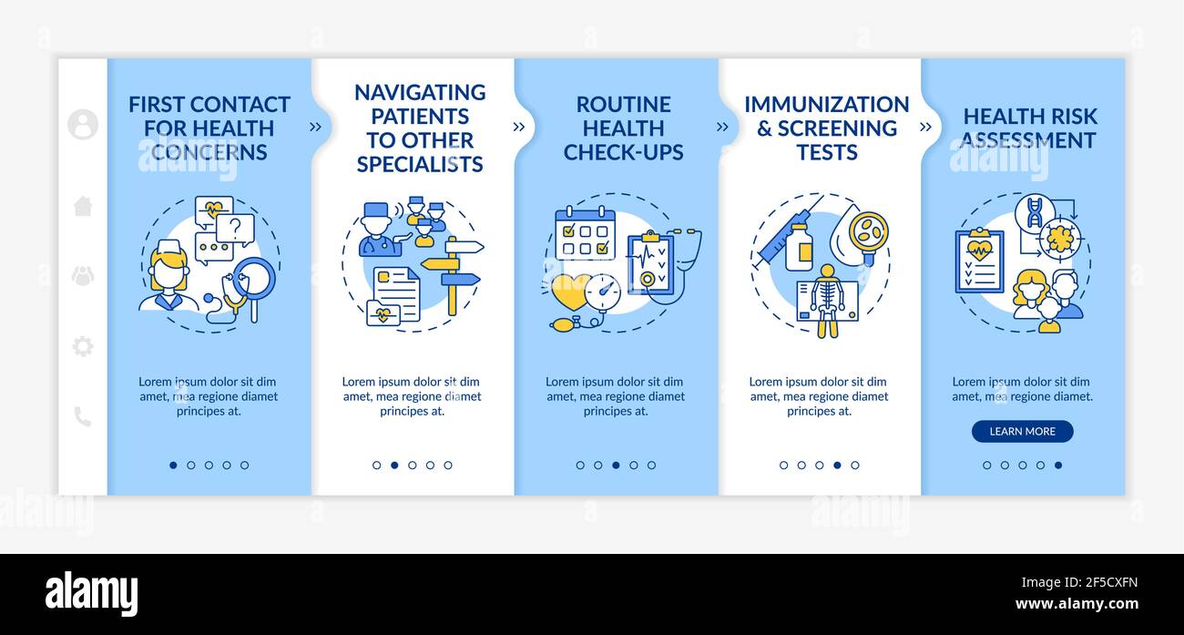 Family doctor responsibilities onboarding vector template Stock Vector