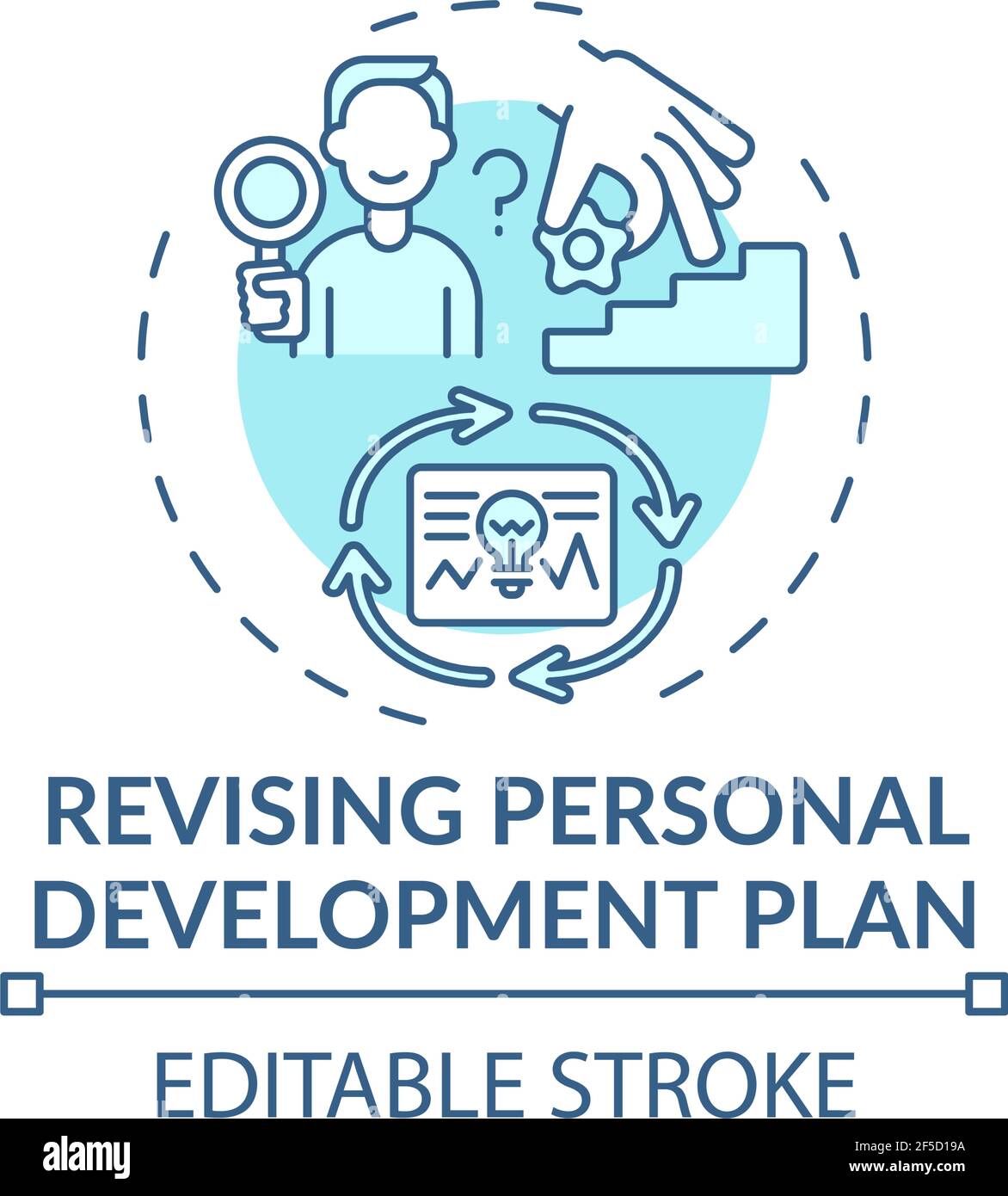 Revising personal development plan turquoise concept icon Stock Vector ...