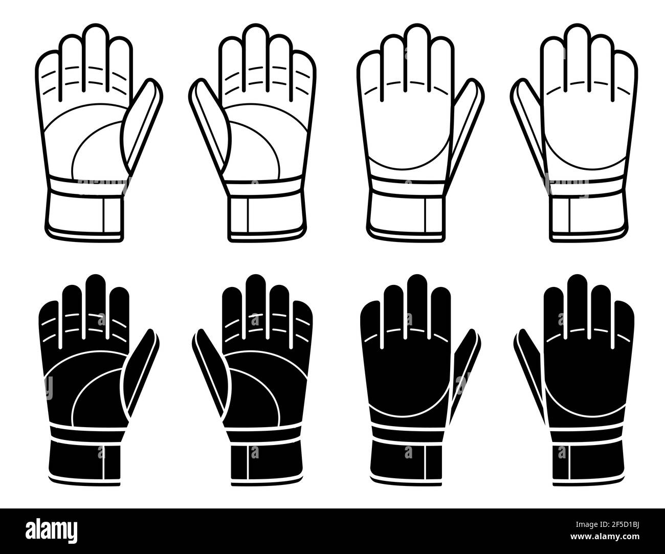pair of goalkeeper gloves for playing classic football. Soccer goalie protective gear. Isolated vector on white background Stock Vector
