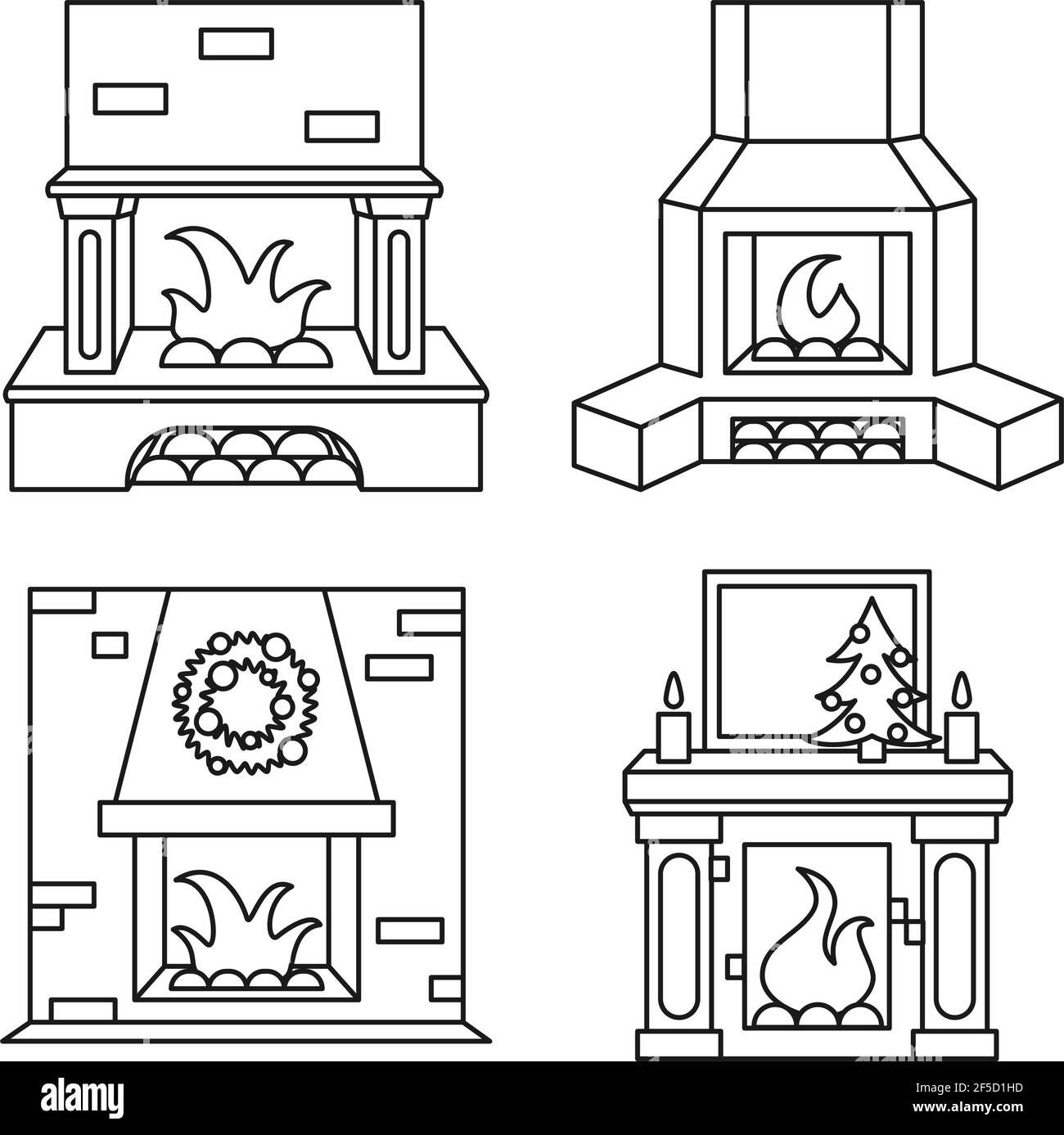 Fireplace Clip Art Black And White