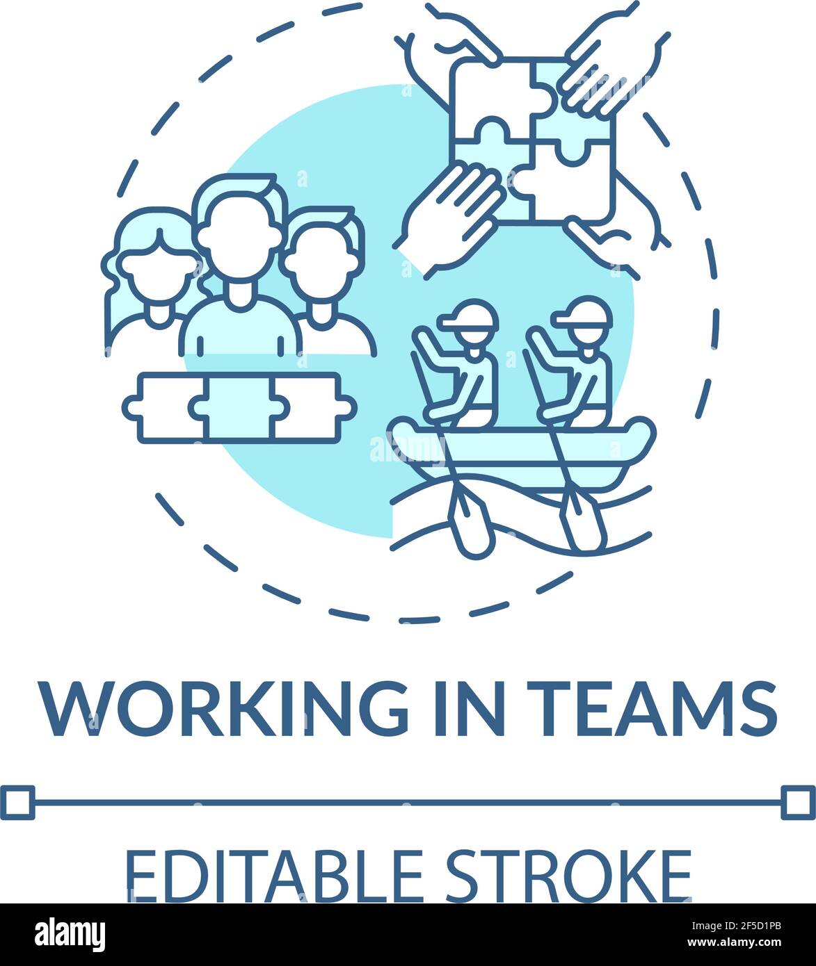 Working in teams turquoise concept icon Stock Vector