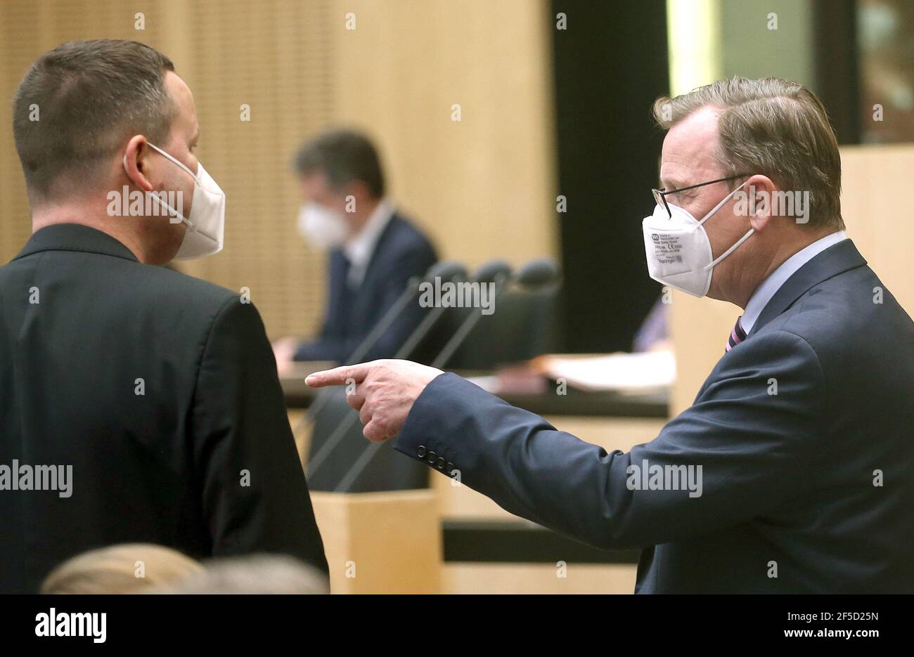 Berlin, Germany. 26th Mar, 2021. Klaus Lederer (Die Linke, l), Senator ...