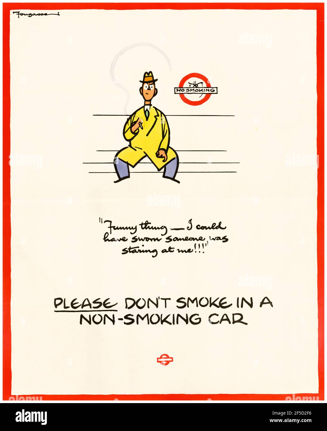 British, WW2 Health poster, Smoking on a train: Please Don't Smoke in a Non-Smoking Car, 1942-1945 Stock Photo
