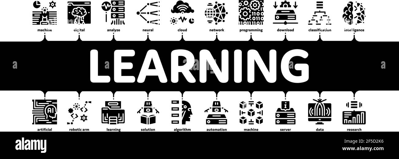 Machine Learning Ai Minimal Infographic Banner Vector Stock Vector ...