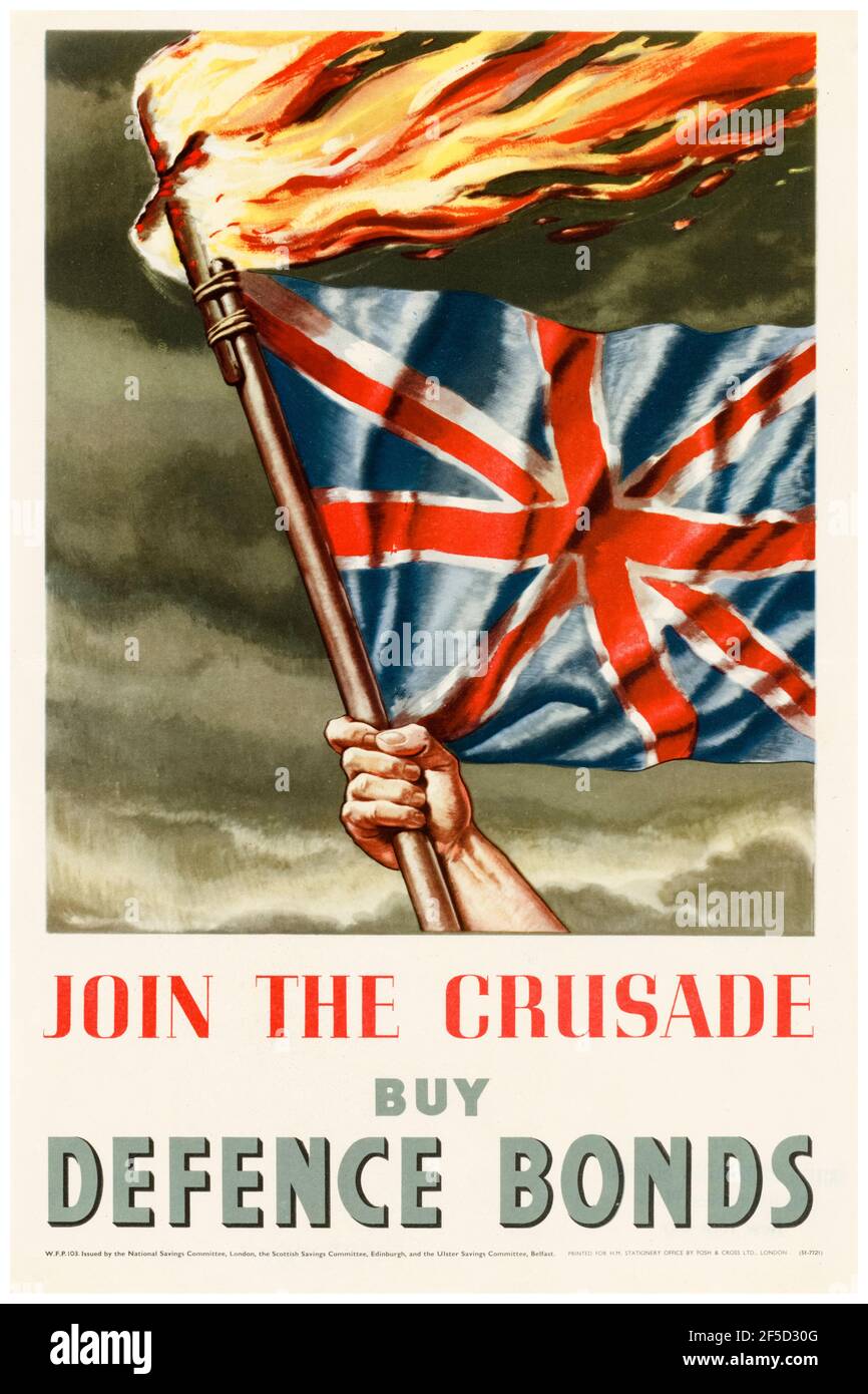 British, WW2 finance poster: Join the Crusade, Buy Defence Bonds, 1942-1945 Stock Photo