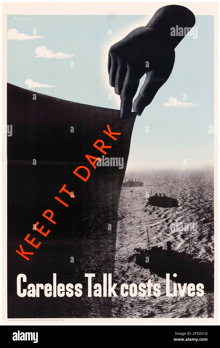 Keep It Dark, Careless Talk Costs Lives, British, WW2 Public Information Poster, 1942-1945 Stock Photo