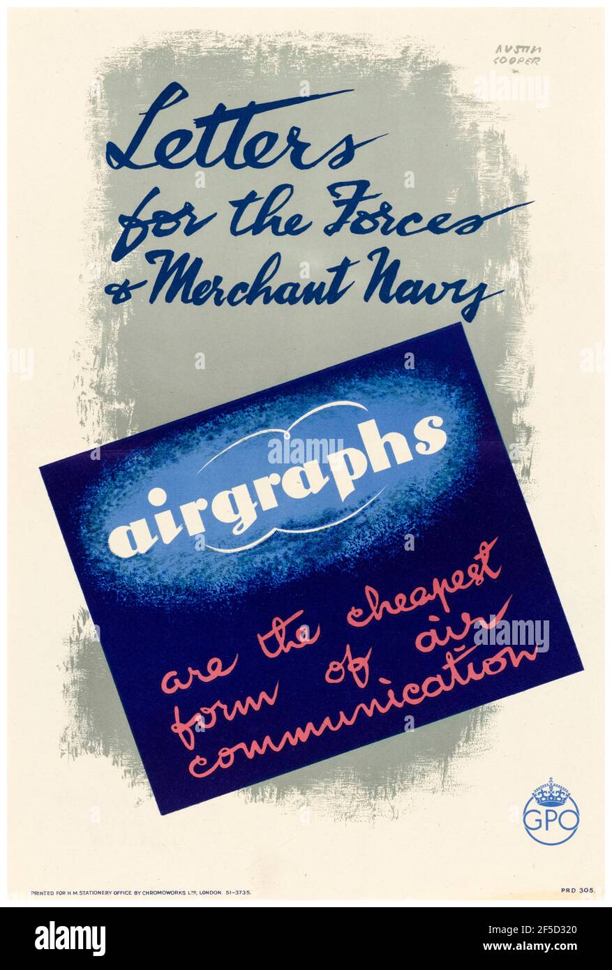 British, WW2 Communications poster, Airgraphs: Letters for the Forces and Merchant Navy, 1942-1945 Stock Photo