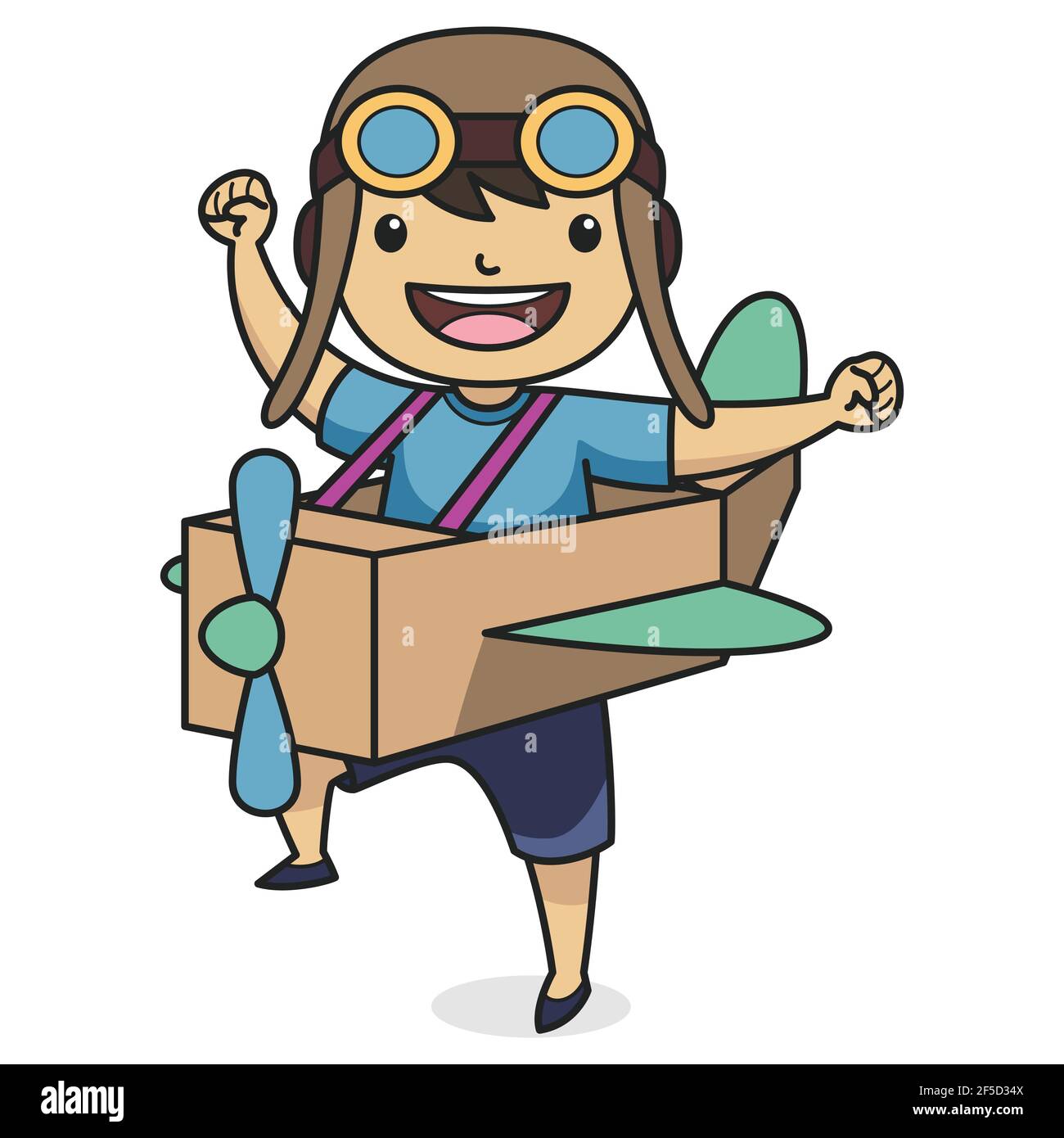 Child Character Wearing Pilot Hat 