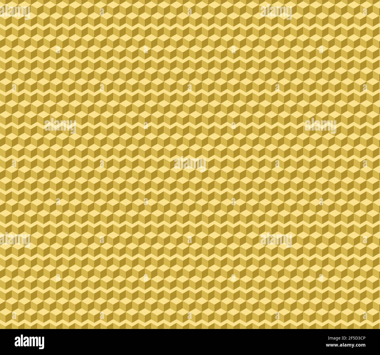 A windless isometric pattern. Yellow cubes. Bright monochrome geometric background. Stock Vector