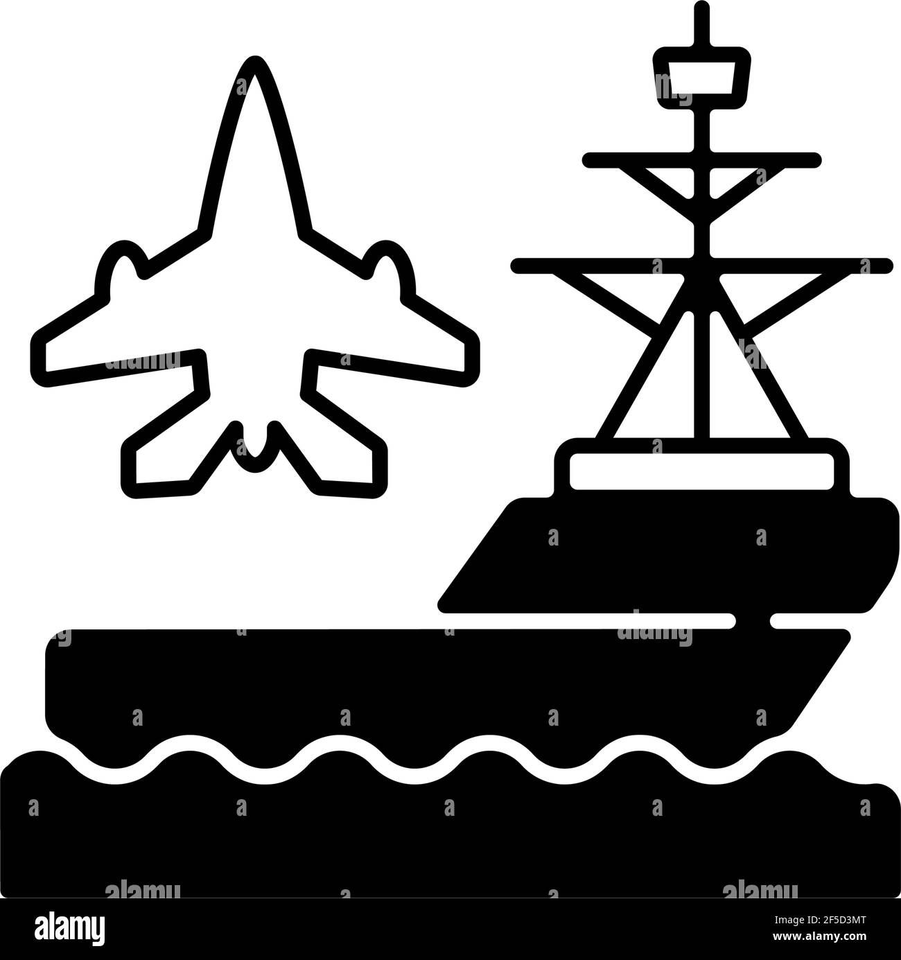 Aircraft carrier black linear icon Stock Vector