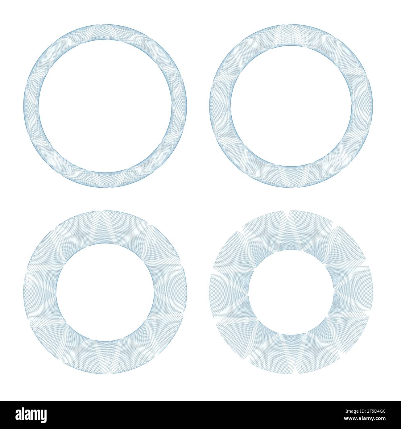Set vector Guilloche elements for certificate or diploma. Line circle frame Stock Vector