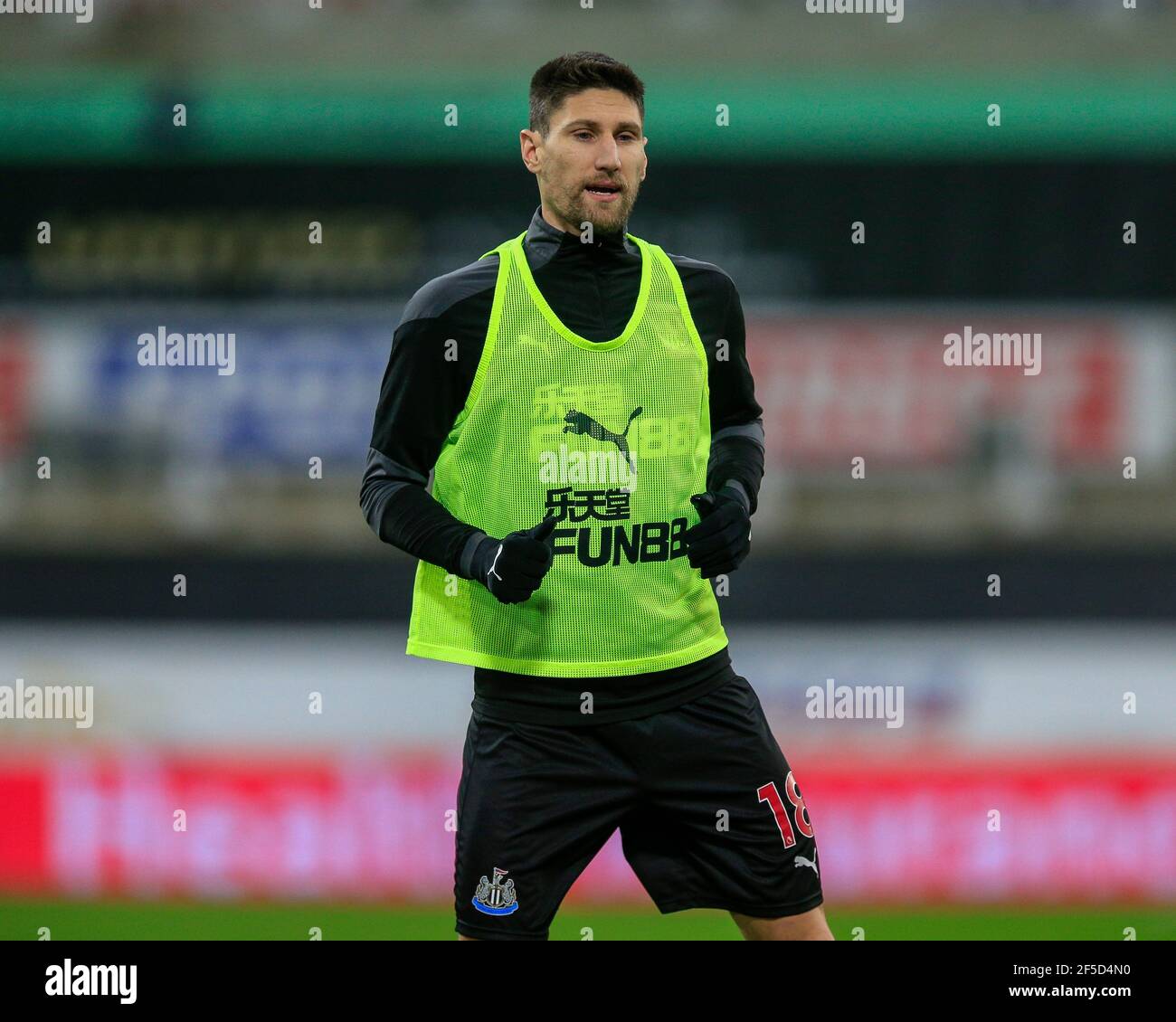 Federico Fernández #18 of Newcastle United during the pre-game warmup Stock Photo