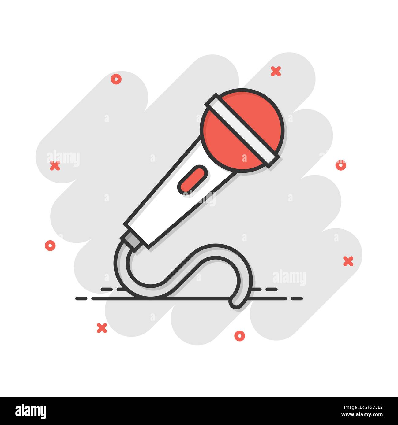 Microphone icon in comic style. Mic broadcast vector cartoon ...