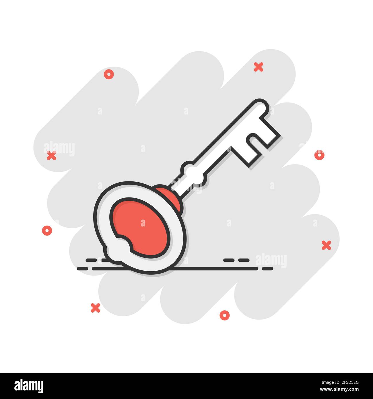 Key icon in comic style. Access login vector cartoon illustration ...