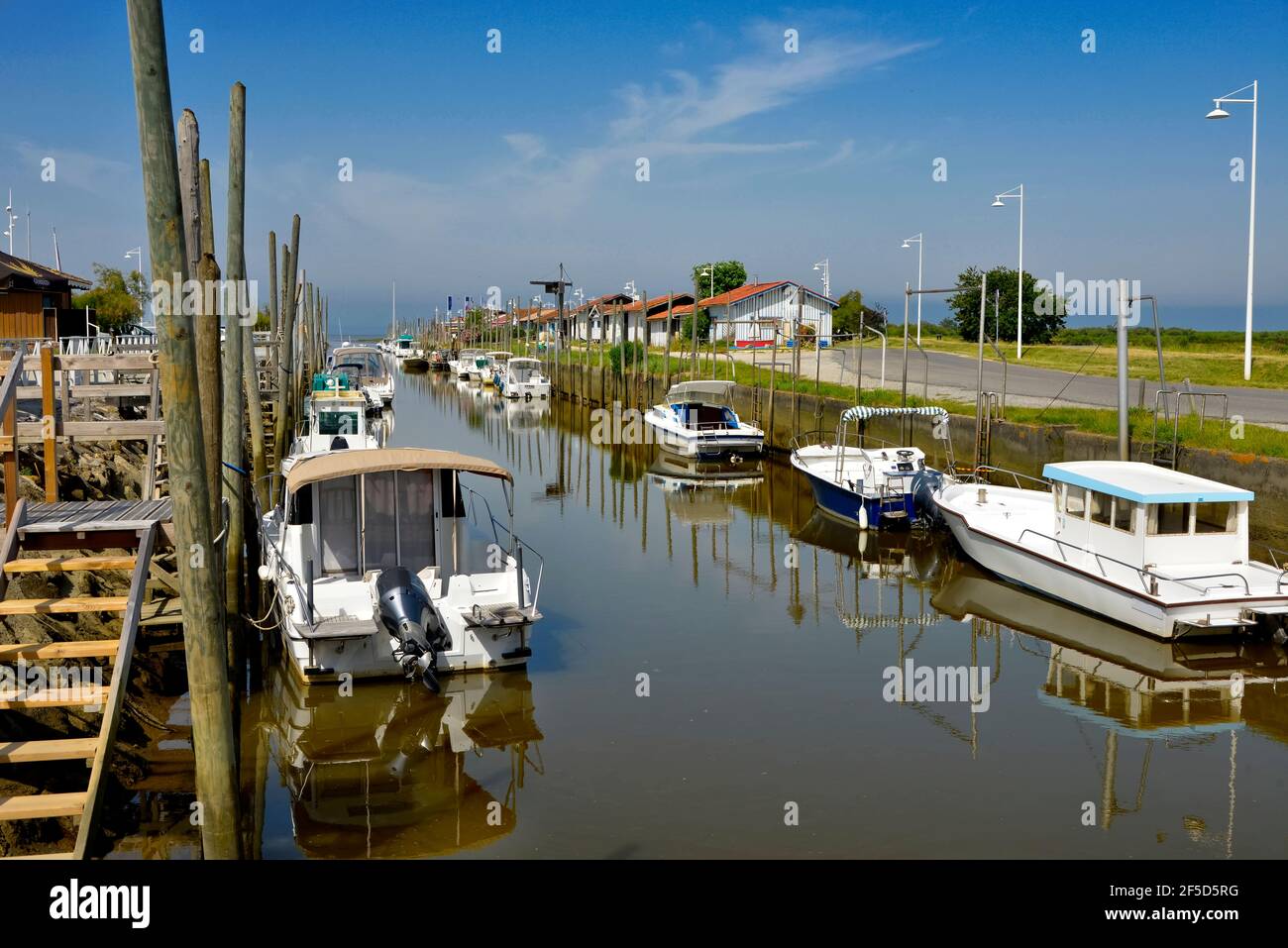 Oyster-farming port of Audenge, commune is a located on the northeast shore of Arcachon Bay, in the Gironde department in southwestern France. Stock Photo