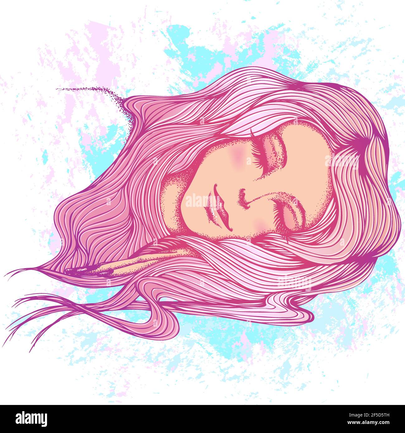 Sleeping girl illustration Stock Vector