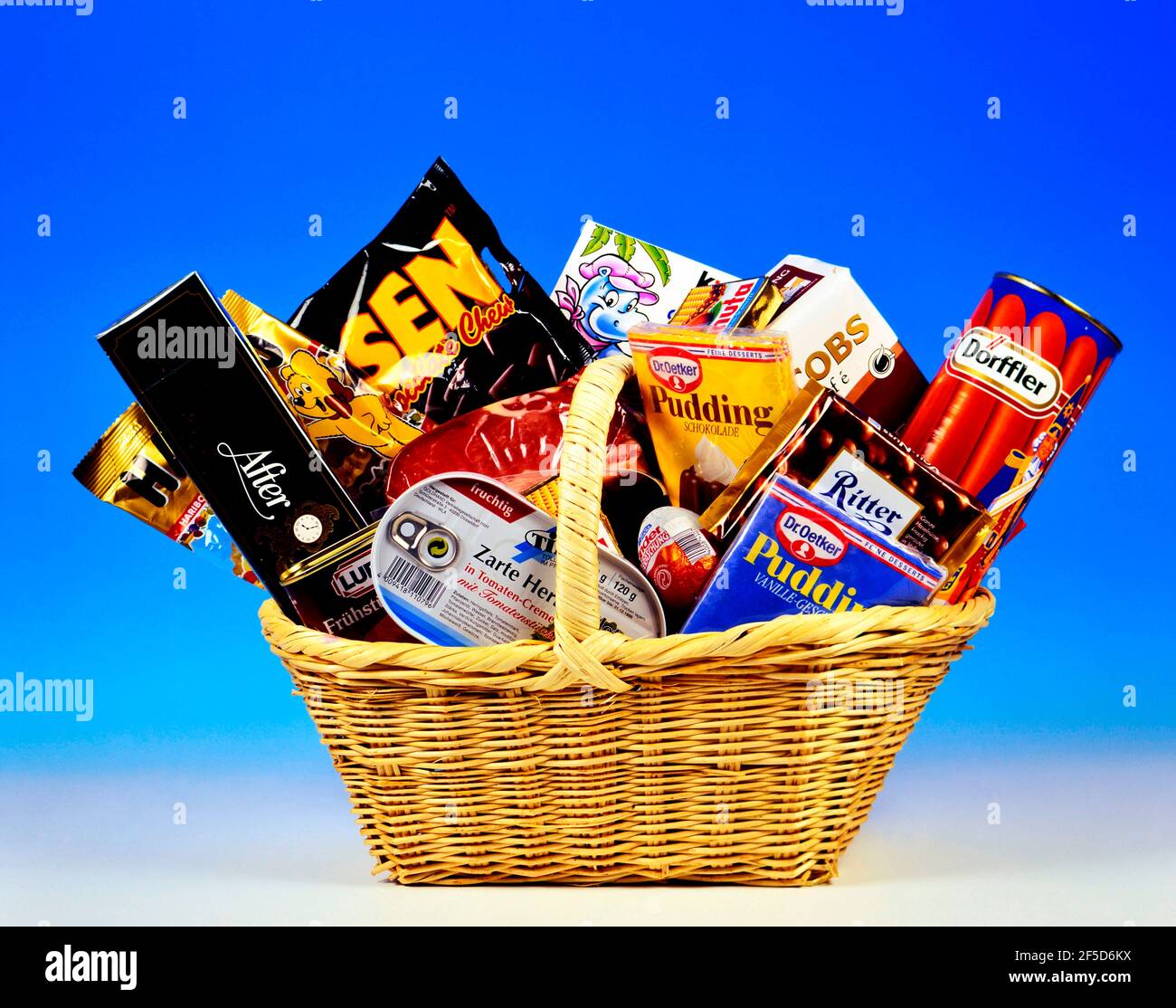shopping basket with foodstuff, Germany Stock Photo