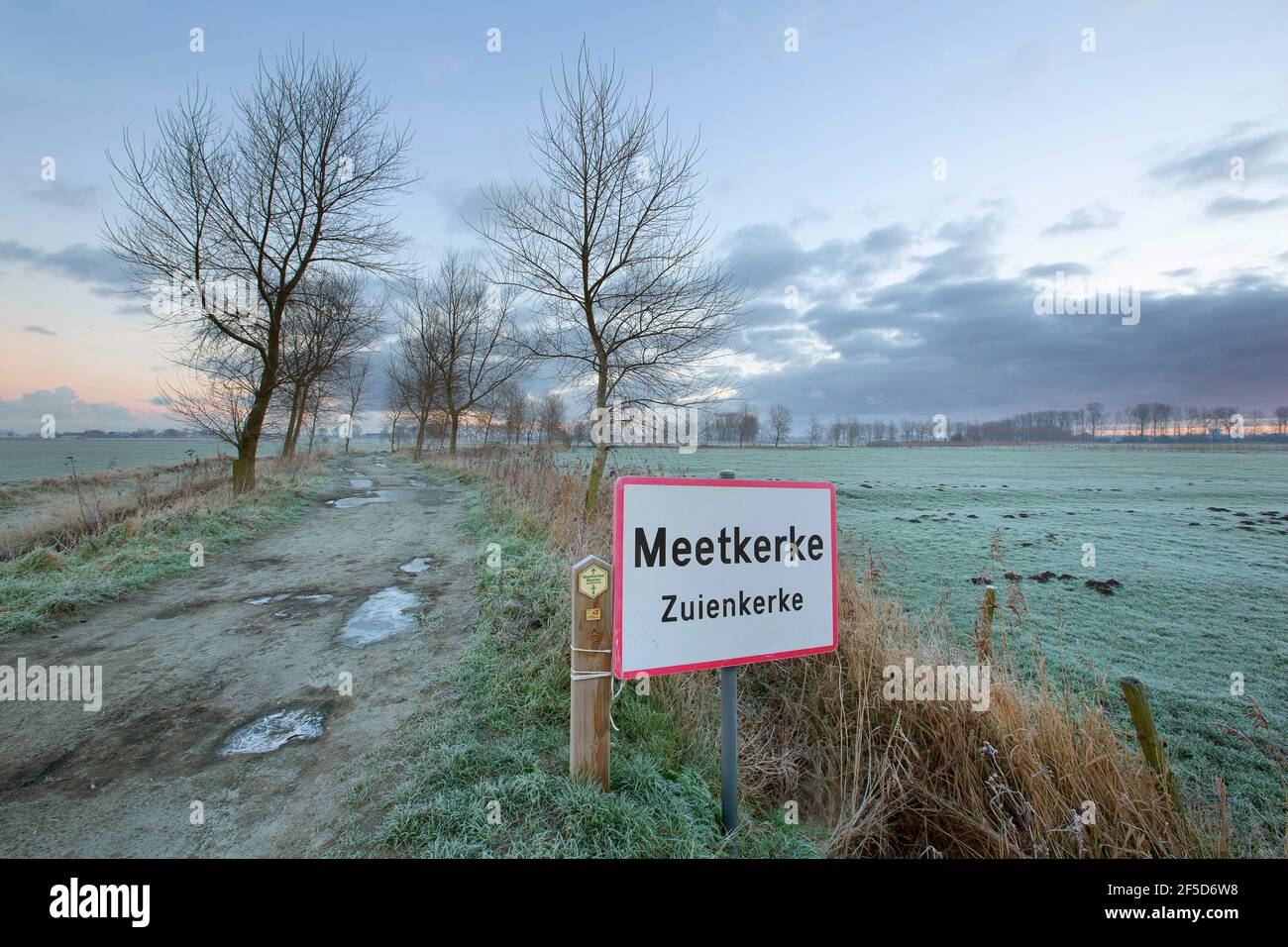 winter at the Meetkerkse bog, Belgium, West Flanders, Meetkerke Stock Photo