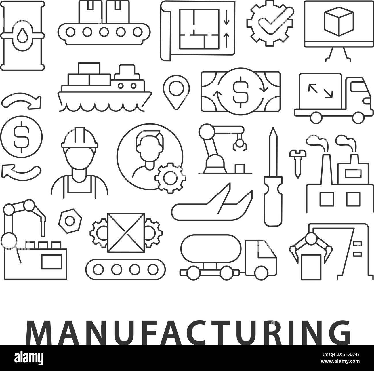 Manufacturing abstract linear concept layout with headline Stock Vector