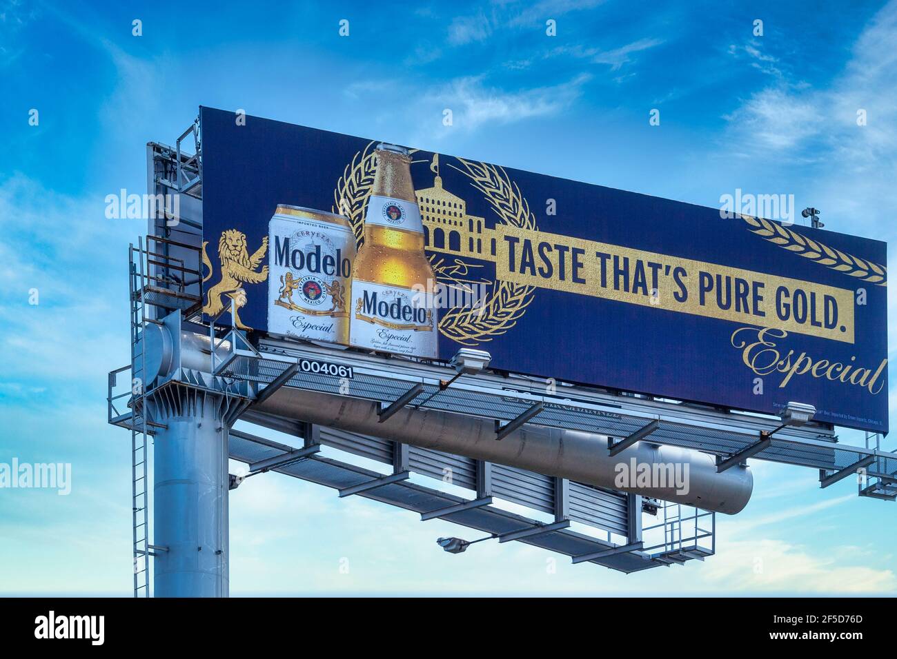 Large billboard advertising the Modelo Beer, Miami, Florida, USA Stock Photo