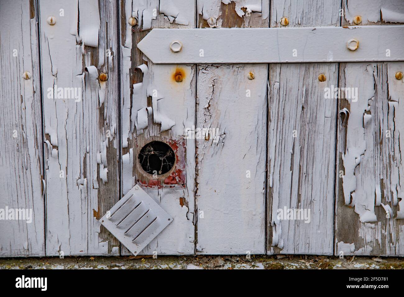 old closed garage gate, Germany, Mecklenburg-Western Pomerania Stock Photo