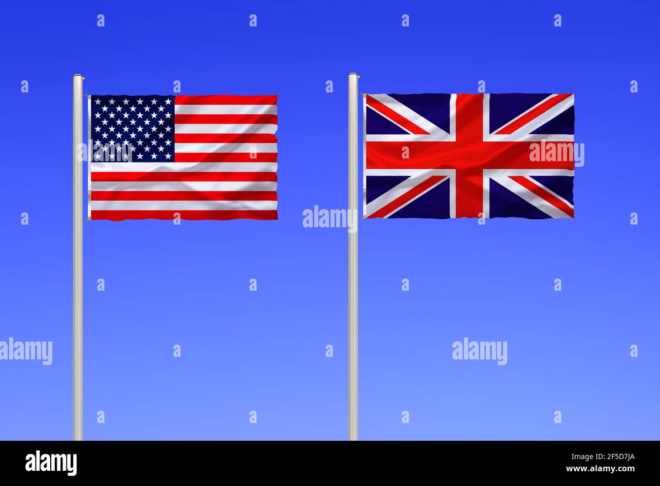 flags of the USA and the UK, USA Stock Photo