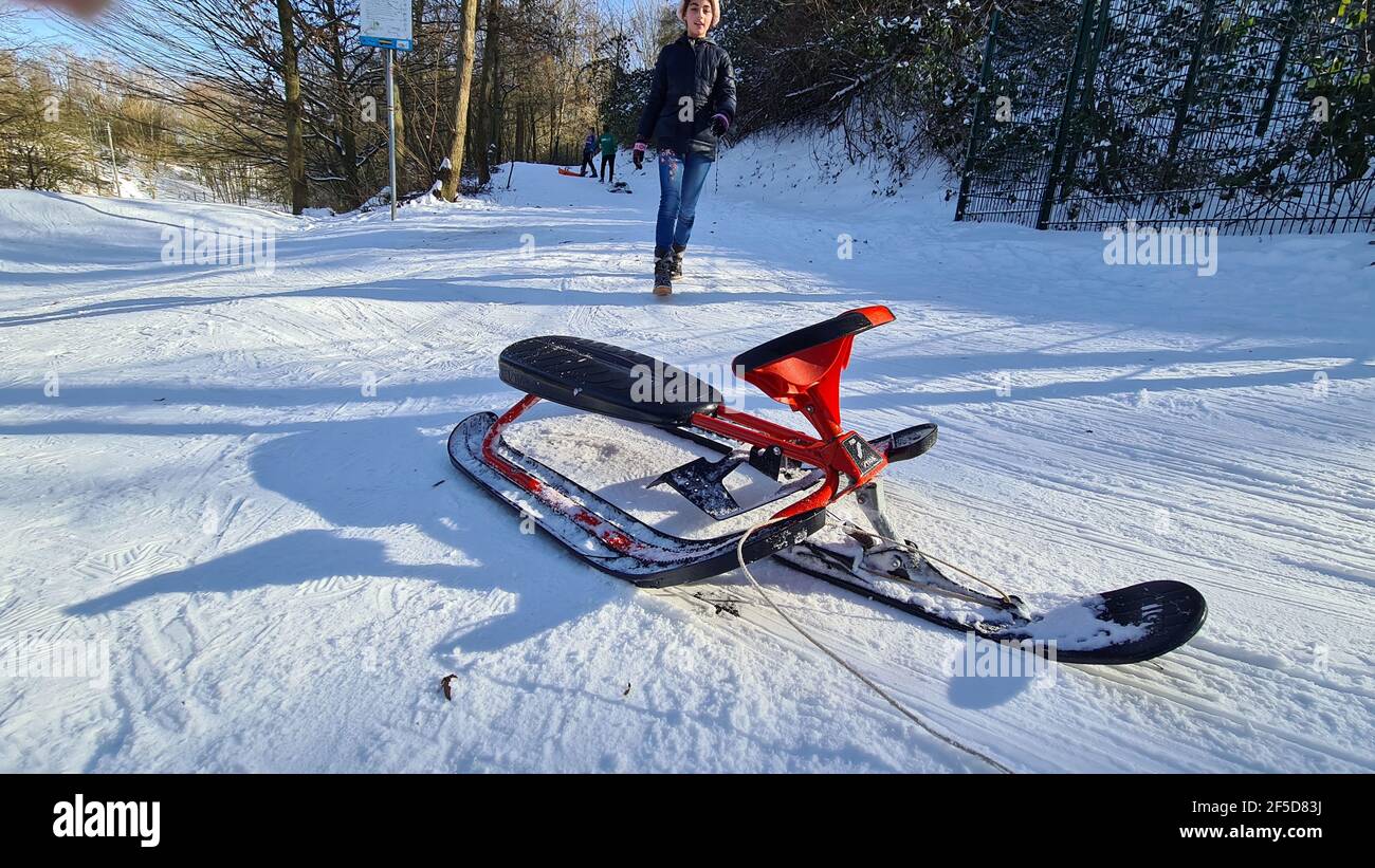 sledge on the toboggan slope, Germany Stock Photo Alamy