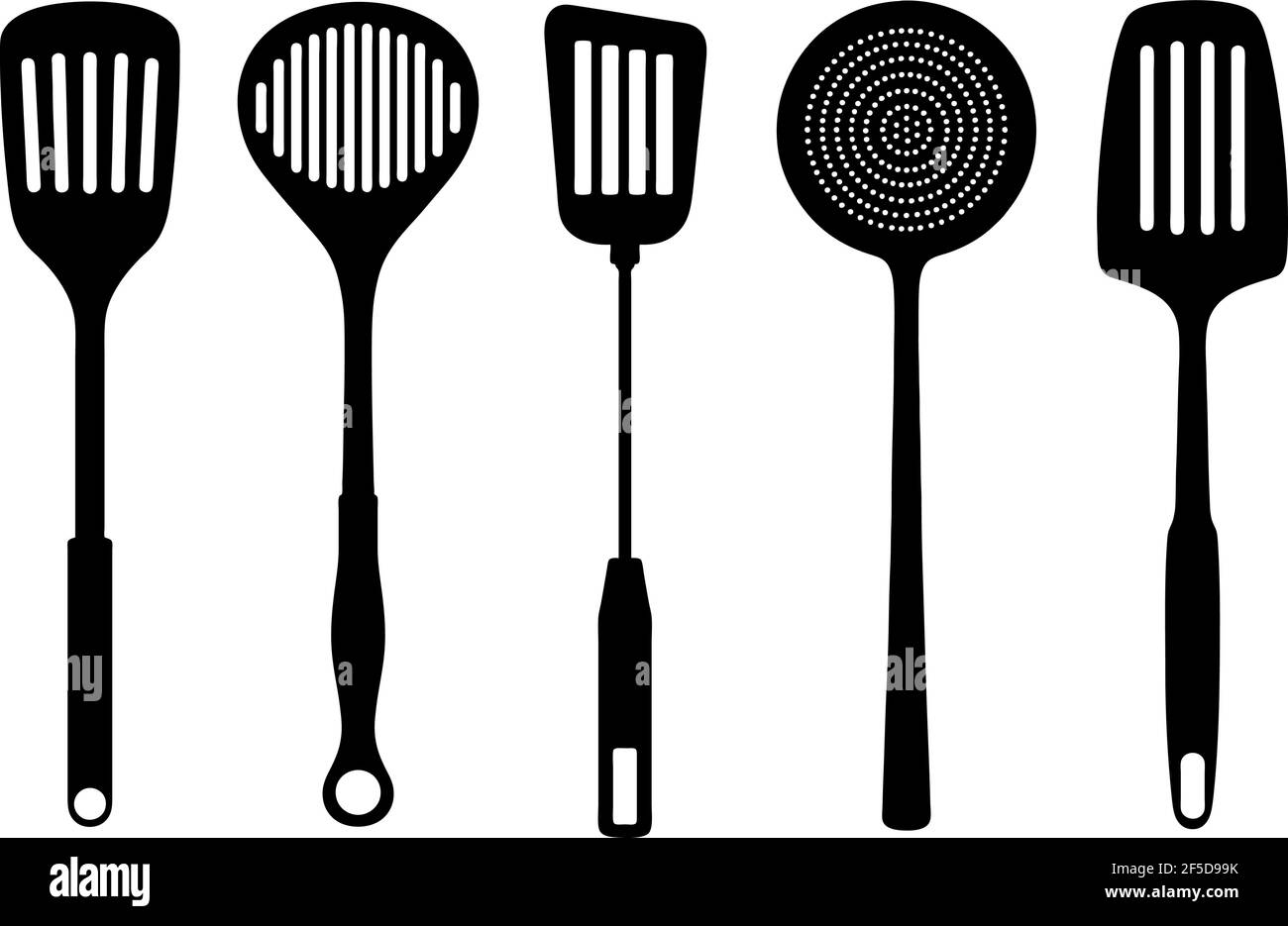 Set of different kitchen spatulas isolated on white Stock Vector Image & Art Alamy