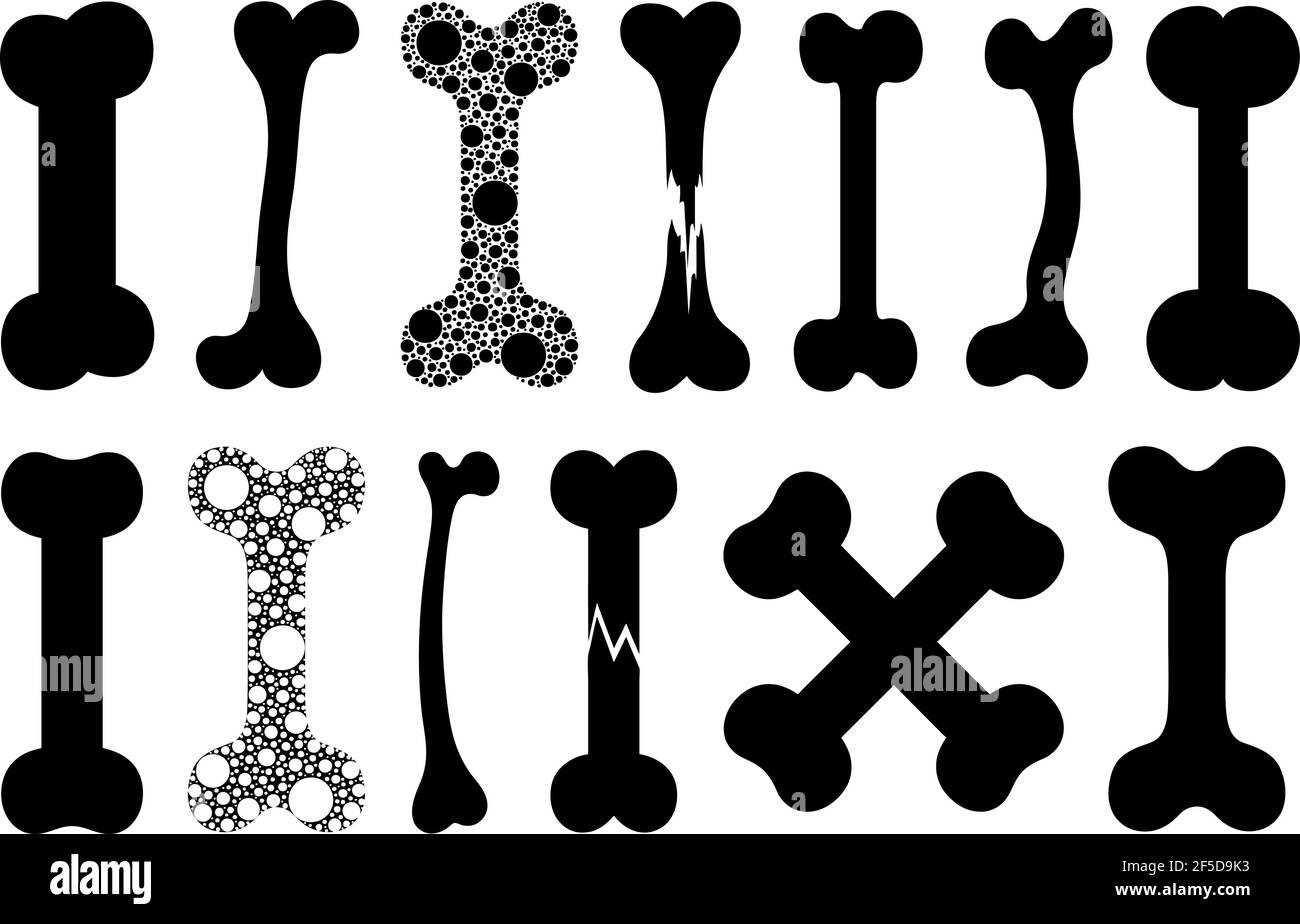 Illustration of different dog bones isolated on white Stock Vector