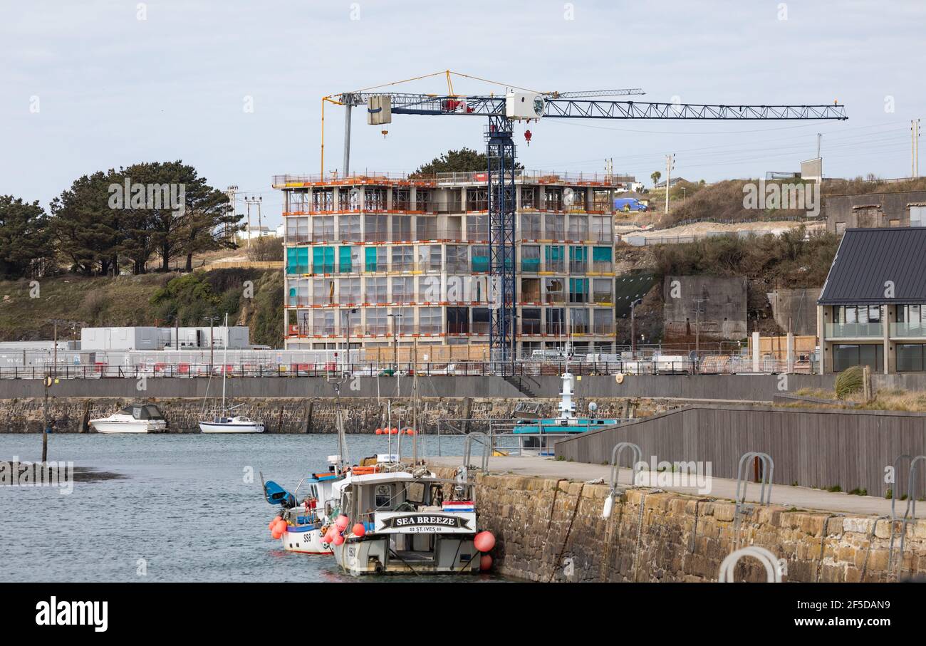 A view of the New North Quay housing development in Hayle, Cornwall, UK