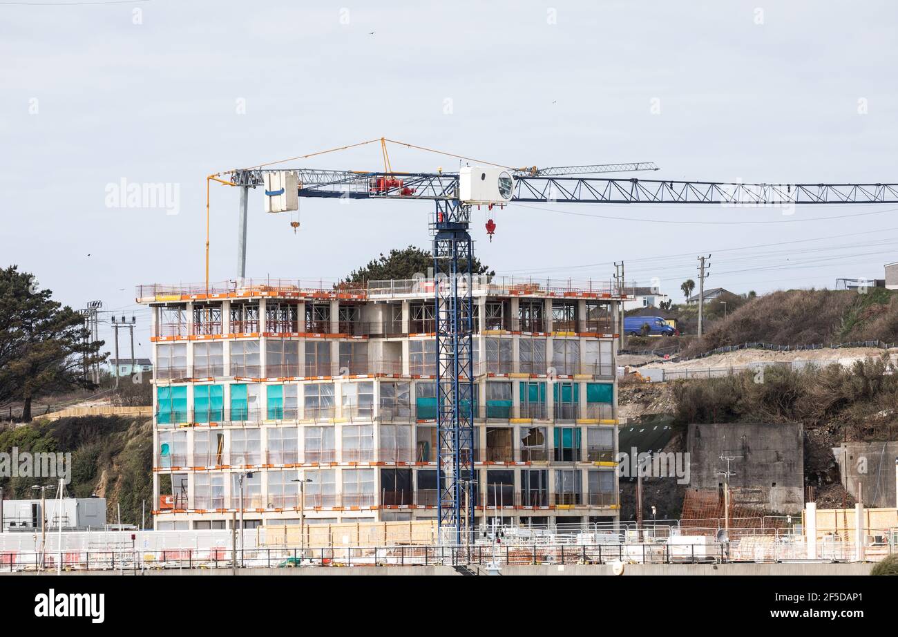 A view of the New North Quay housing development in Hayle, Cornwall, UK