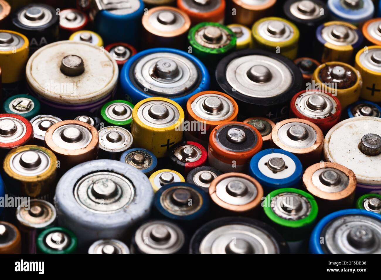 Dumped used batteries of various types (C AA AAA D 9V) collected for  recycling - toxic waste and environmental issues concept Stock Photo - Alamy