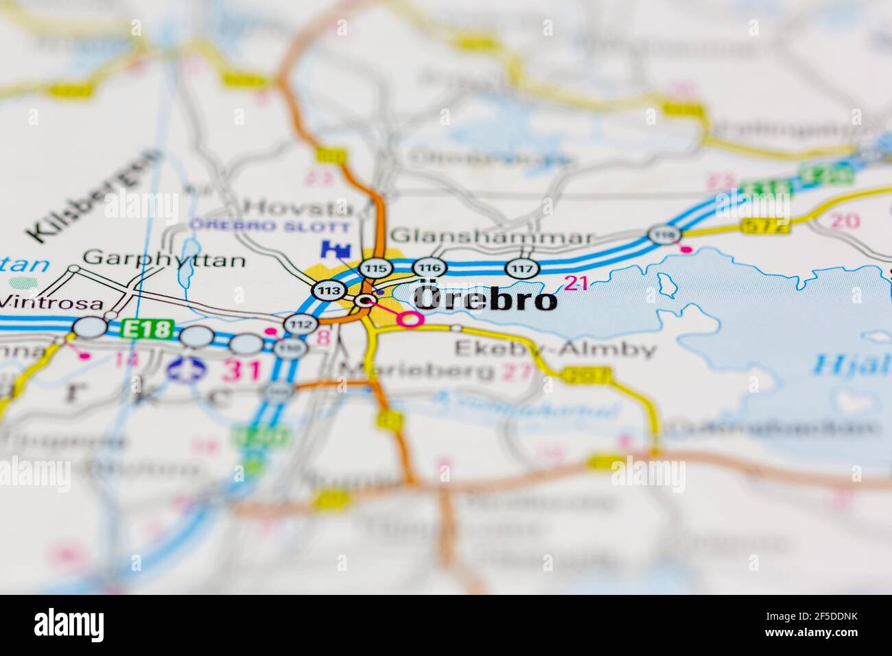 Orebro and surrounding areas Shown on a Geography map or road map Stock Photo