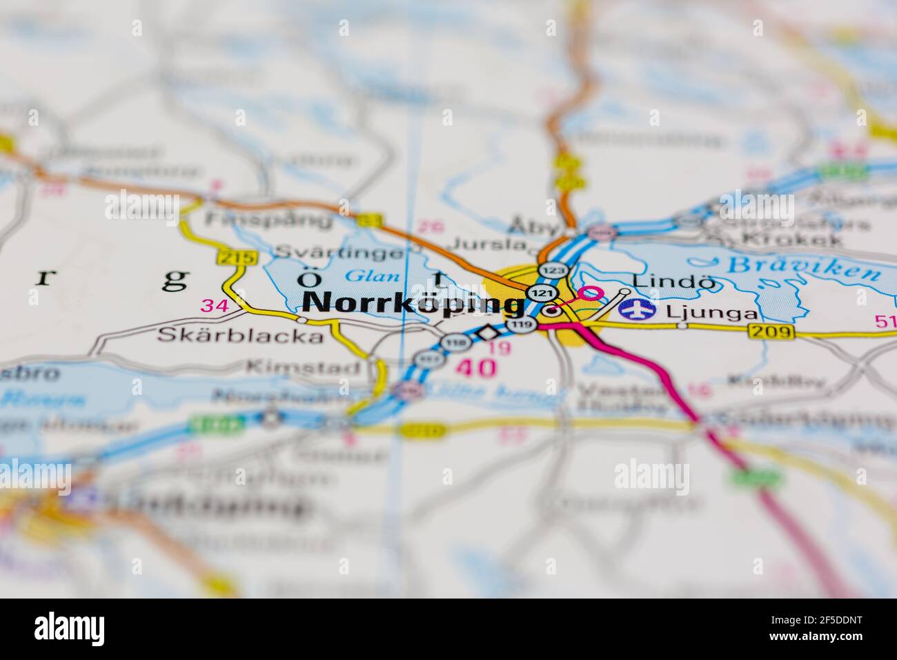 Norrkoping and surrounding areas Shown on a Geography map or road map Stock Photo