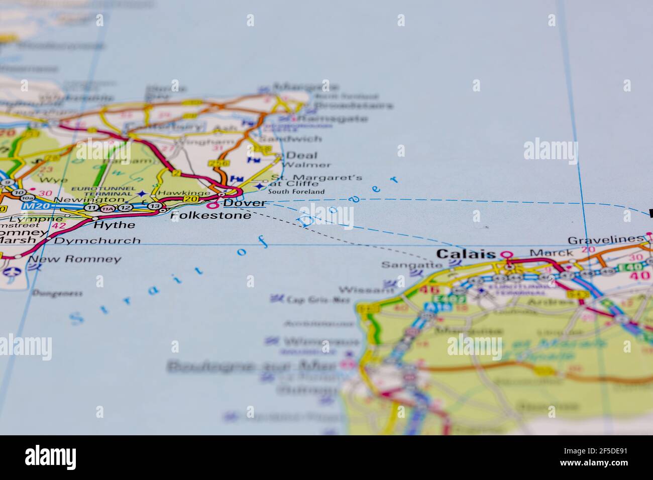 The strait of Dover and surrounding areas Shown on a Geography map or
