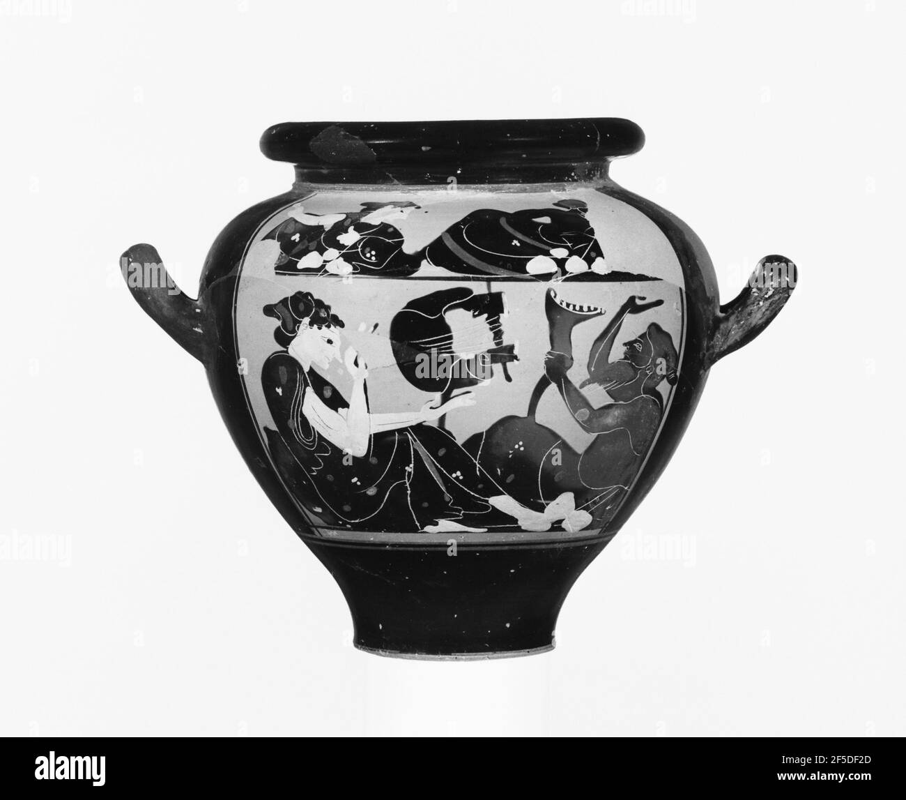 Attic BlackFigure Stamnos. Beaune Painter (Greek (Attic Stock Photo