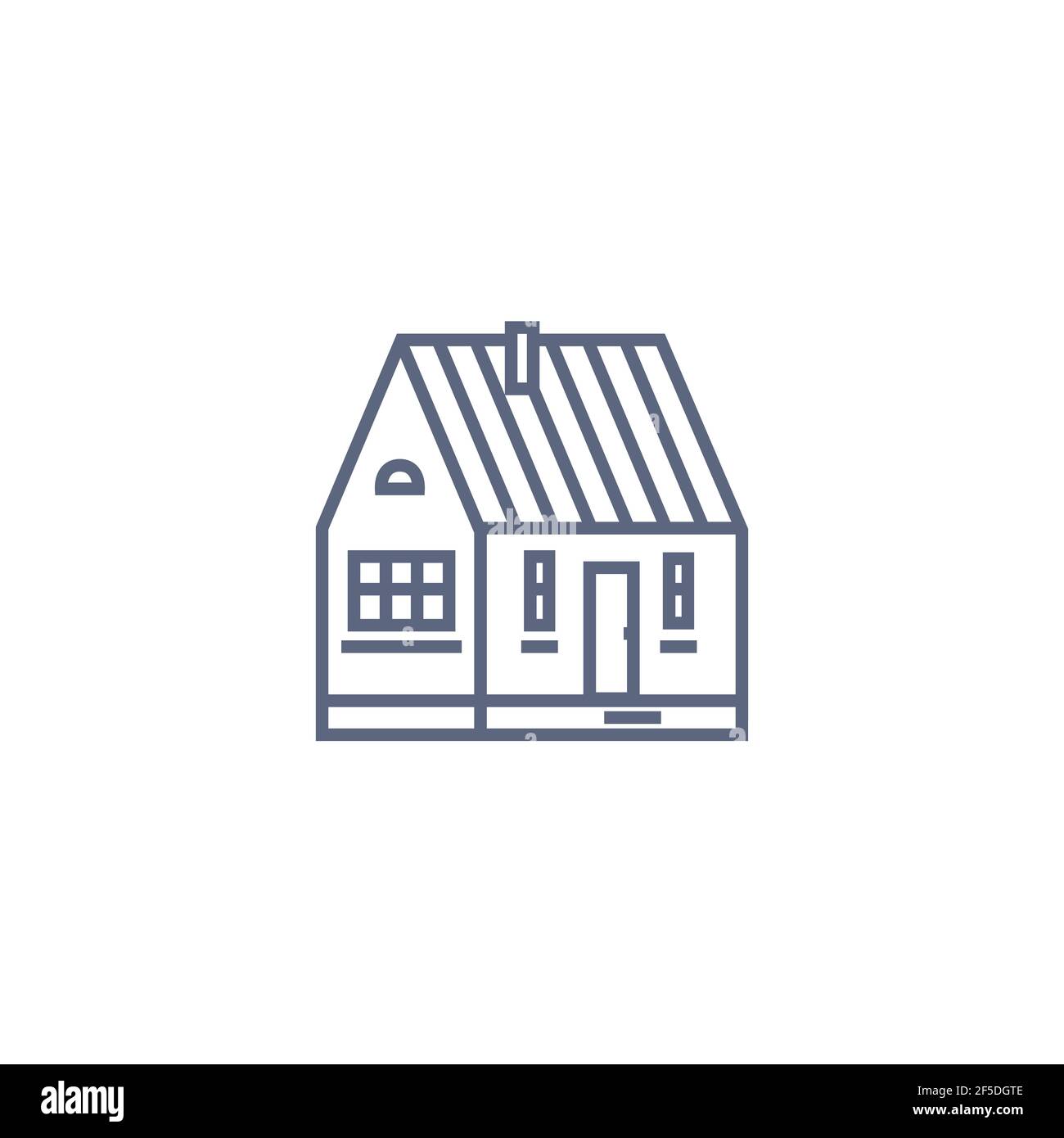 Cottage line icon - village house or wooden cabin in linear style on ...