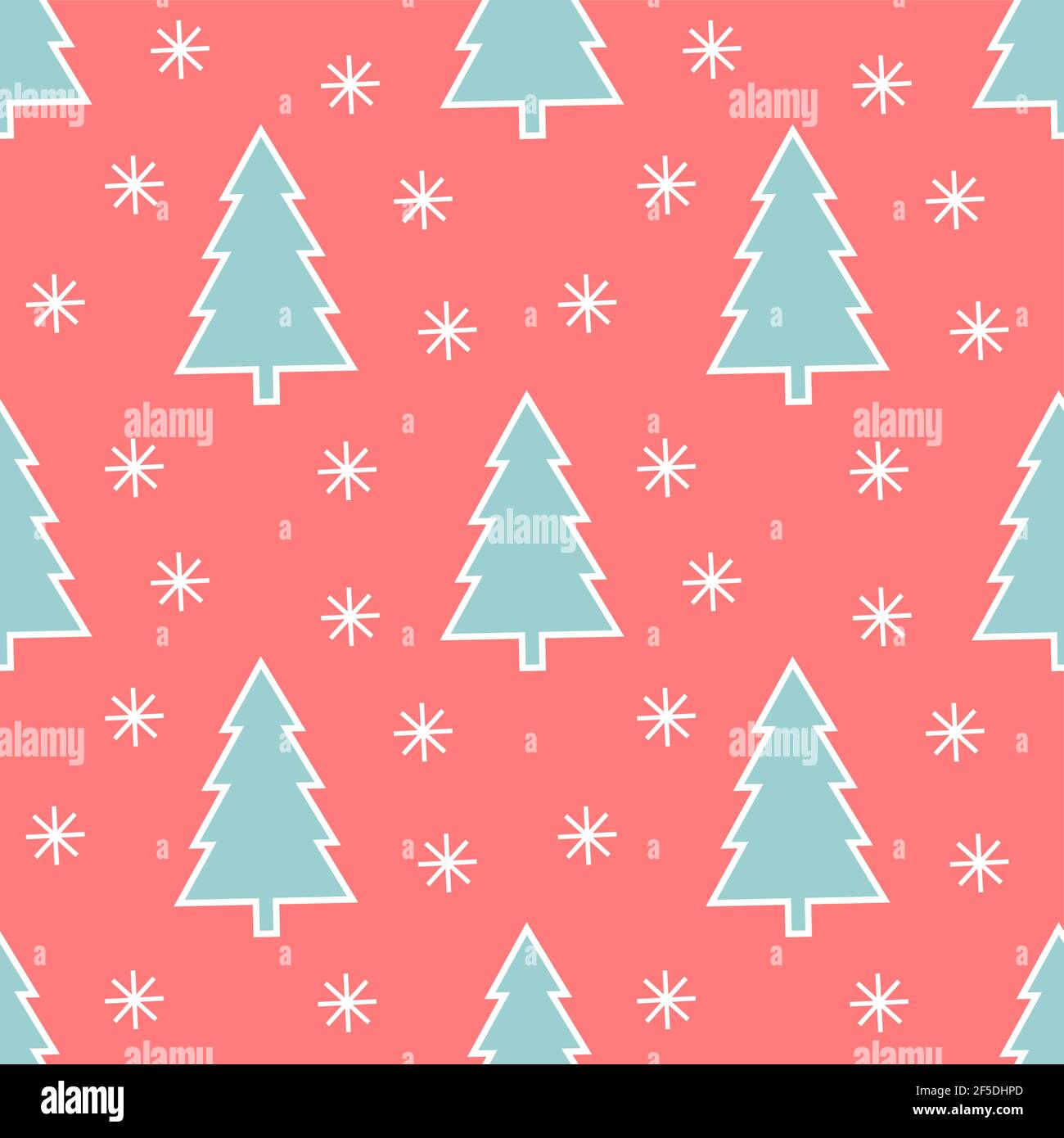 Christmas trees wallpaper pattern. Flat design illustration Stock