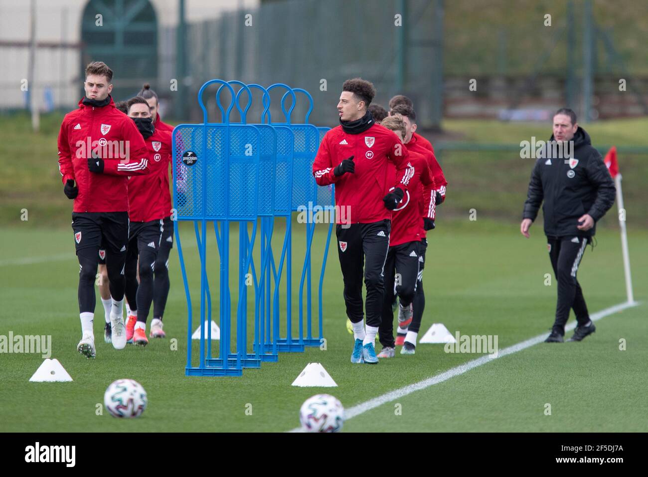 Hensol, Wales, UK. 26th Mar, 2021. Joe Rodon and Ethan Ampadu during Wales national football team training at Vale Resort ahead of matches against Mexico and Czech Republic. Credit: Mark Hawkins/Alamy Live News Stock Photo