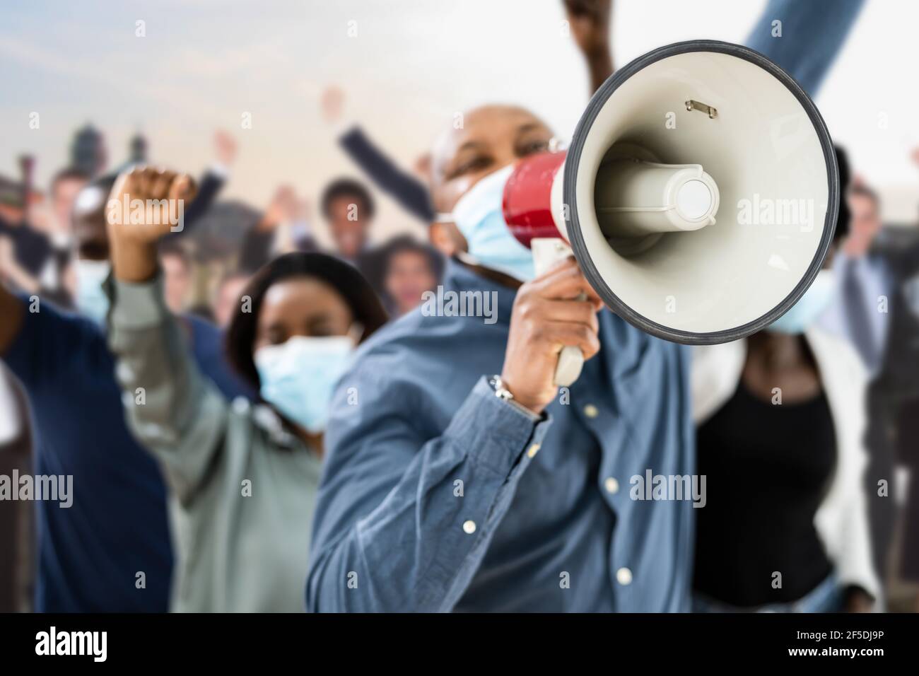 Human Rights Mask African Group Of People Wearing Face Mask Protest. Social Politics And ...