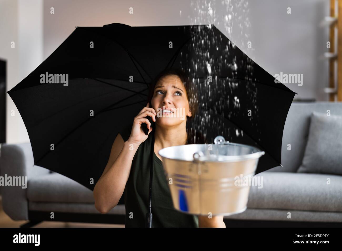 Emergency Leak Damage Water Leak Or Flood From Ceiling Stock Photo Alamy