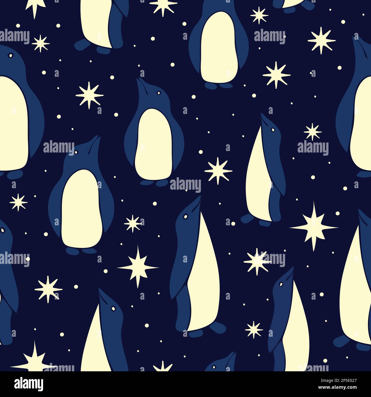 Seamless vector pattern with penguins and stars on dark blue background. Cute  simple animal wallpaper design Stock Vector Image & Art - Alamy
