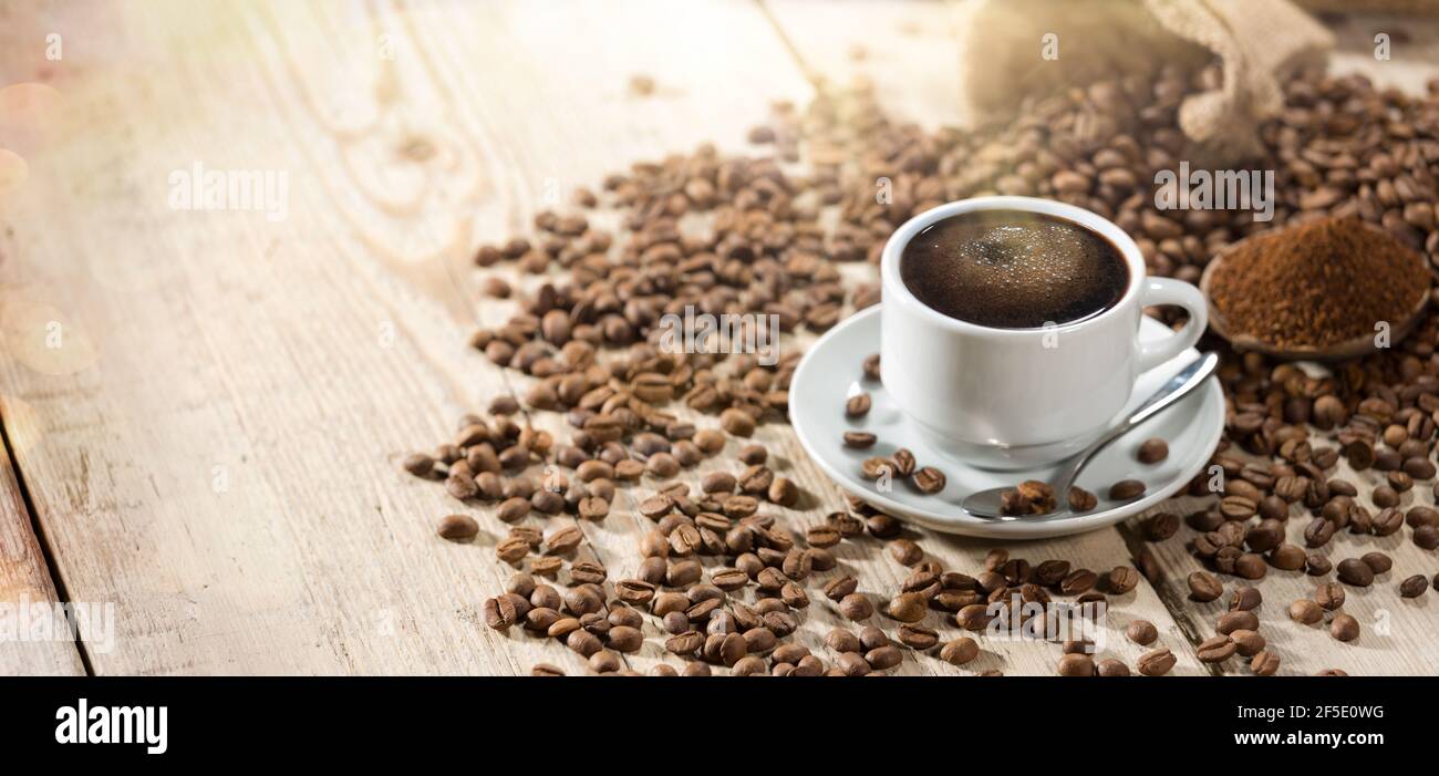 Coffee Cup and Coffee Beans Stock Photo