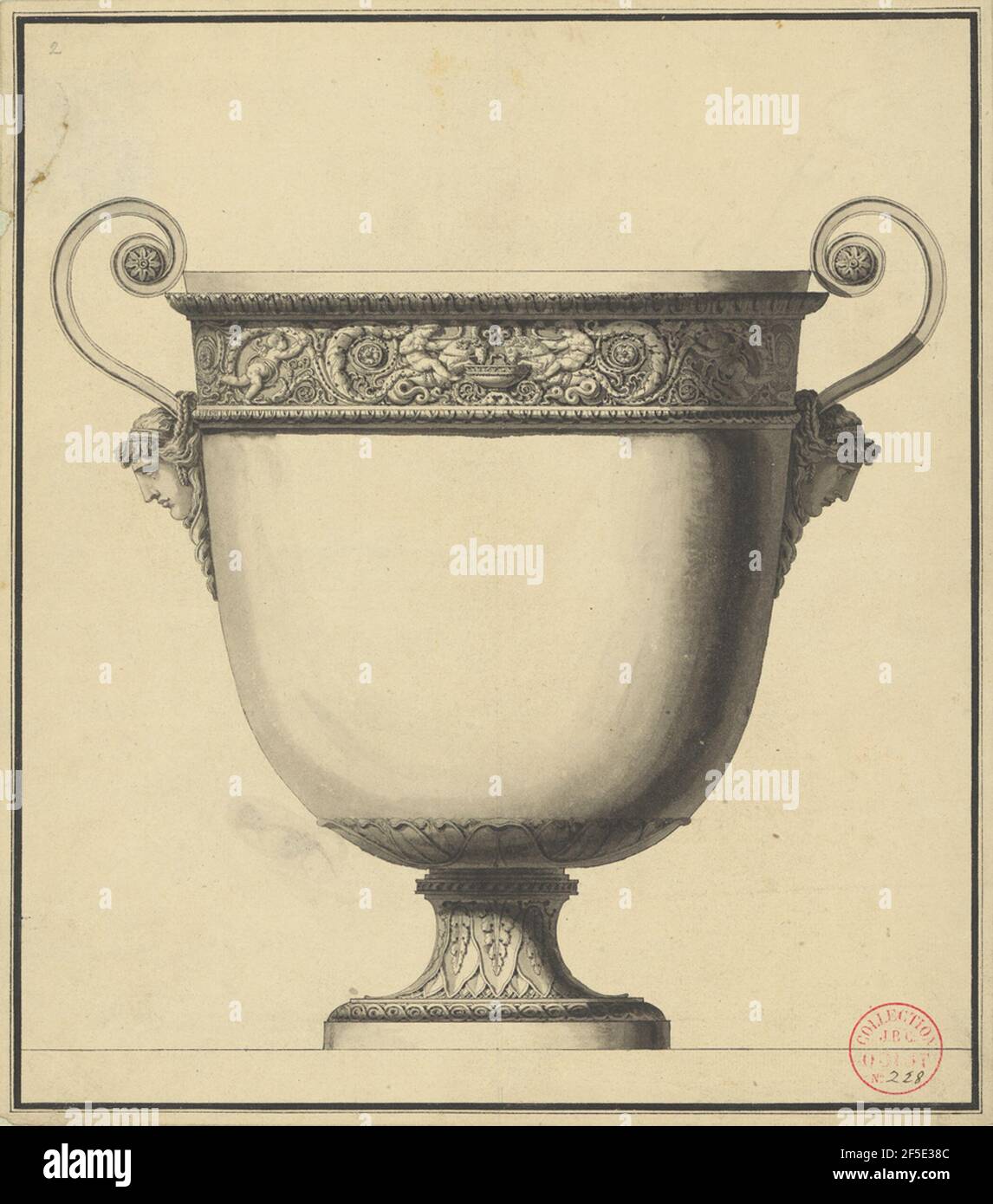 Drawing for a Wine Cooler. Attributed to Jean-Guillaume Moitte (French, 1746 - 1810) Stock Photo
